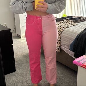 Forever 21 Two-Tone Pink Straight Leg Jeans